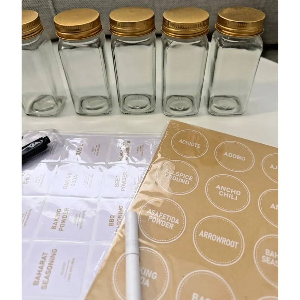 Set of 25 Glass Spice Jars Square 4